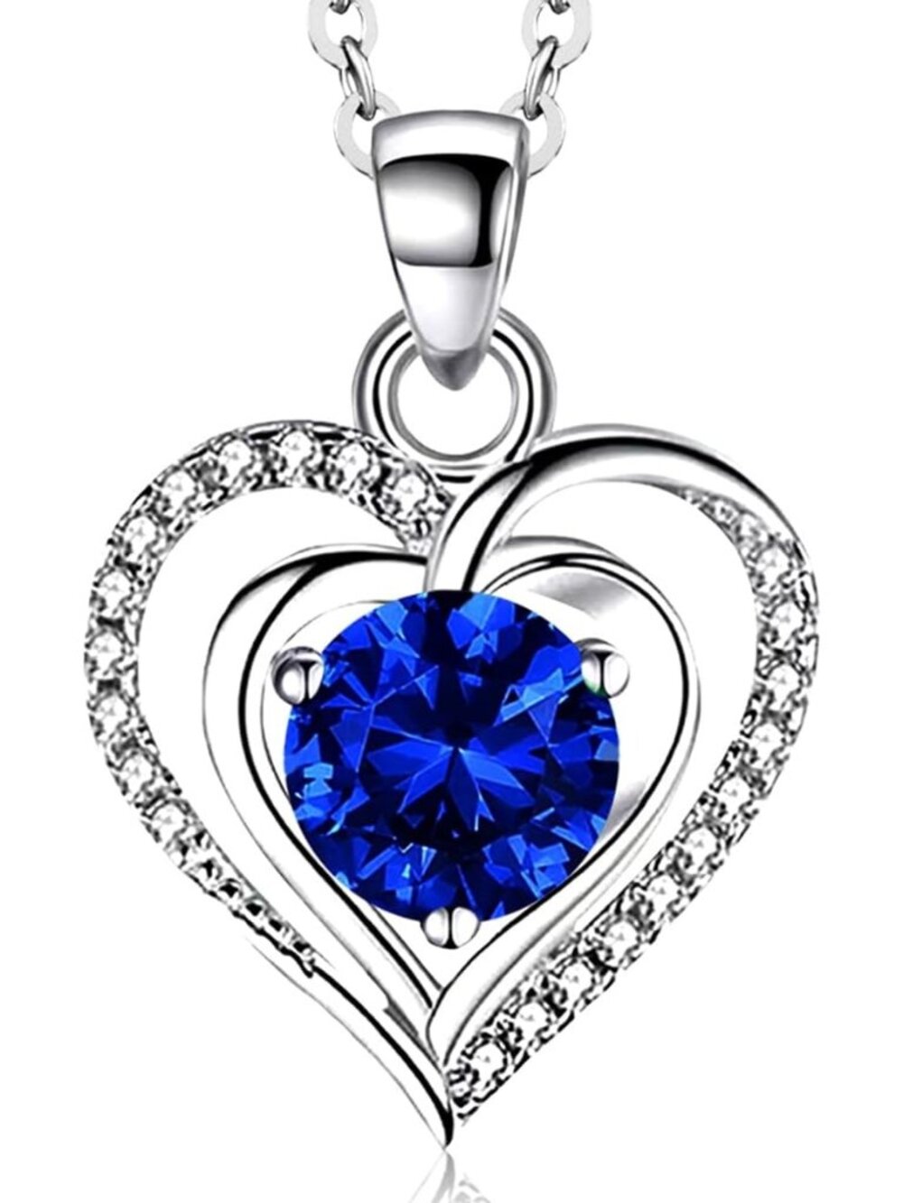 Women's Silver 8 925 Sterling Silver Zirconia Heart Birthstone Pendant Necklaces